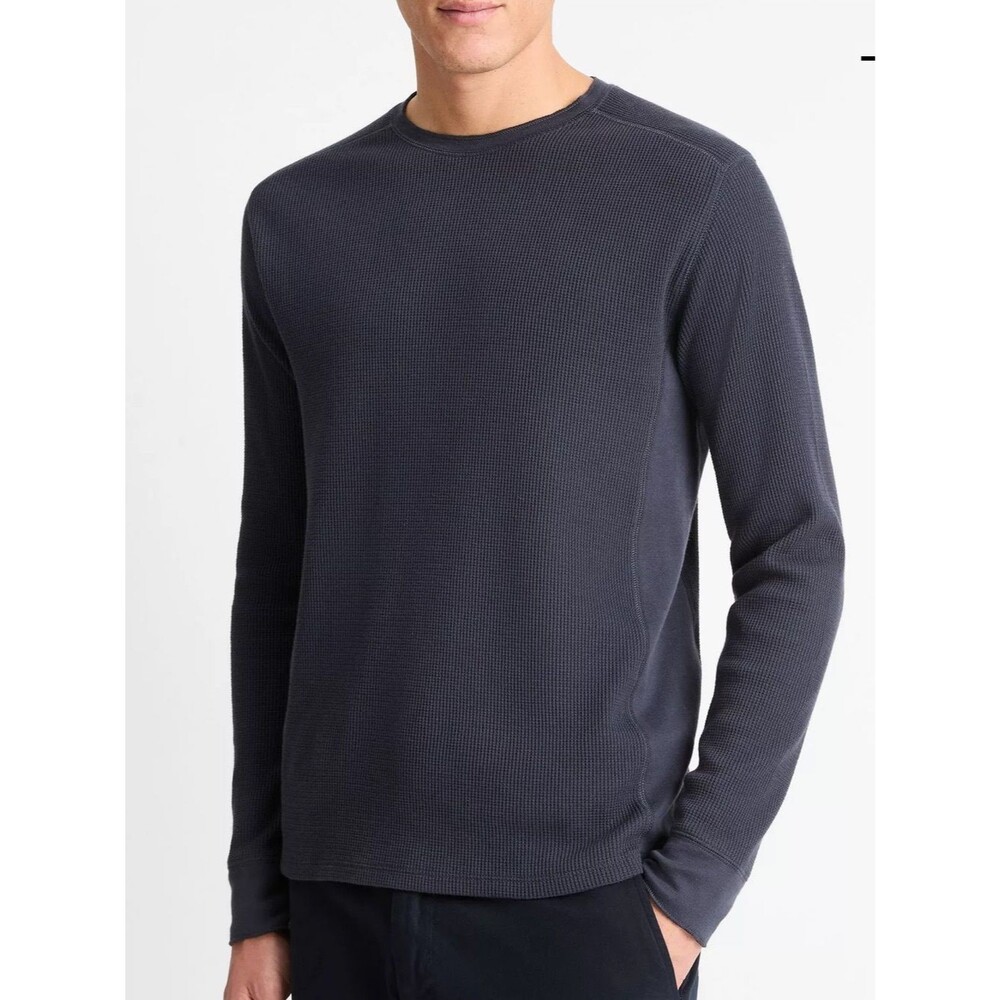 Vince Men’s Crewneck Pima Cotton Blend Thermal Long Sleeve Pullover. Size Medium